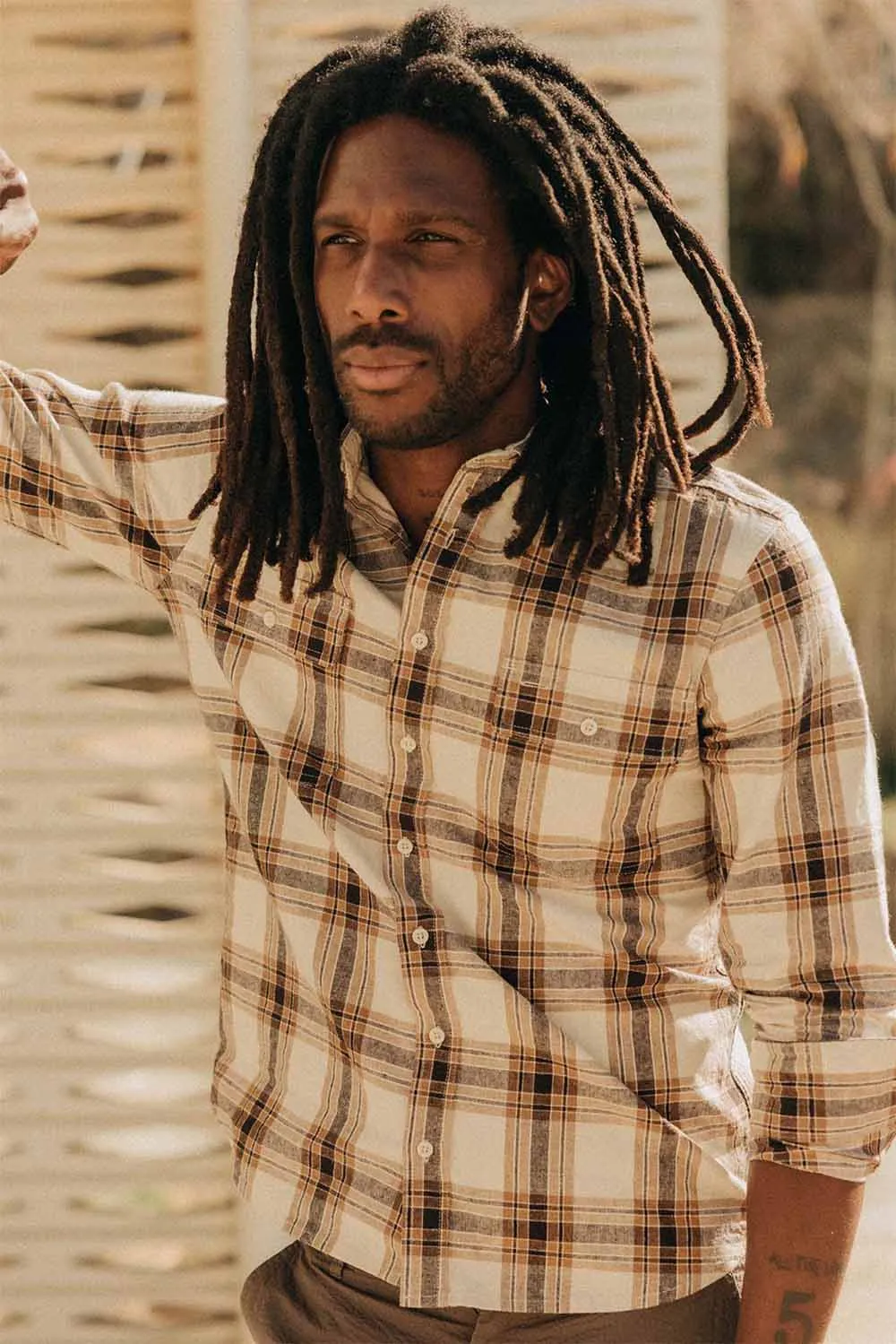 THE CRAFTSMAN SHIRT Bark Plaid Linen sold by REVOLVR Menswear product image thumbnail 2