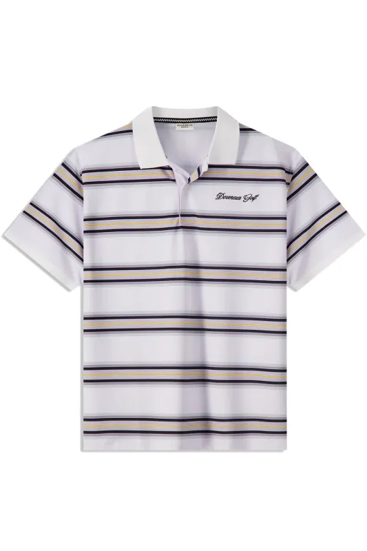 COURSE STRIPE POLO White/Multi sold by REVOLVR Menswear