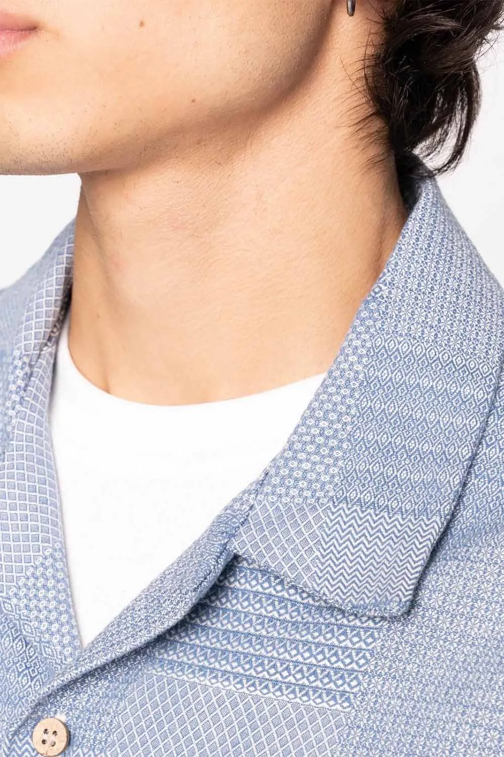 ALOHA SHIRT Dobby Patchwork Pale Blue sold by REVOLVR Menswear product image thumbnail 3