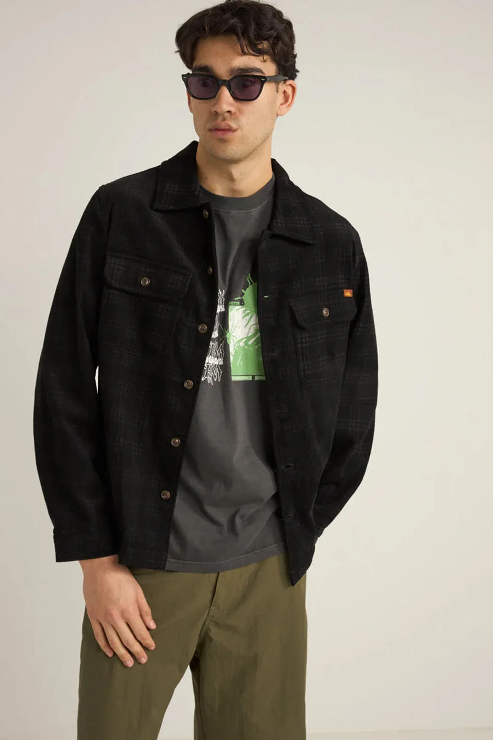 CORD CHECK OVERSHIRT Black sold by REVOLVR Menswear product image thumbnail 2