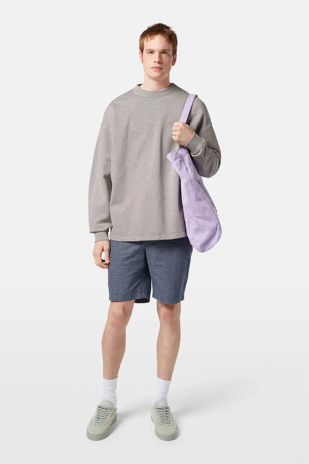 FAVE LINEN BERMUDA SHORT Atlantic Blue Mini Check sold by REVOLVR Menswear product image thumbnail 2