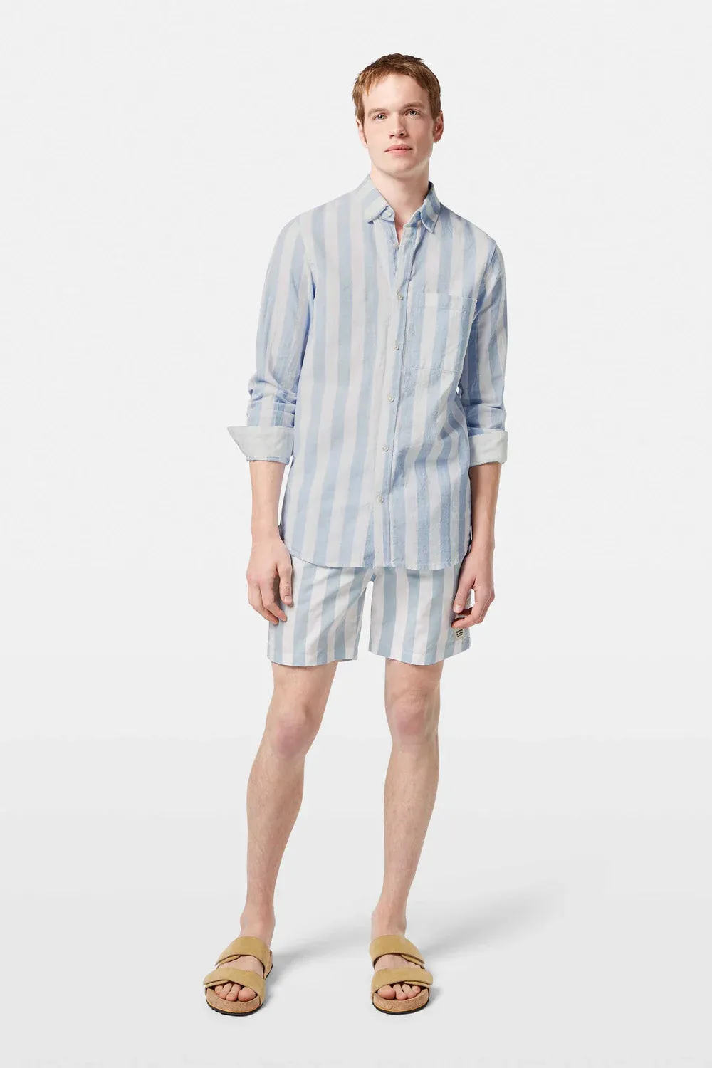 YARN DYED STRIPE SHIRT Sky Blue Stripe sold by REVOLVR Menswear product image thumbnail 3