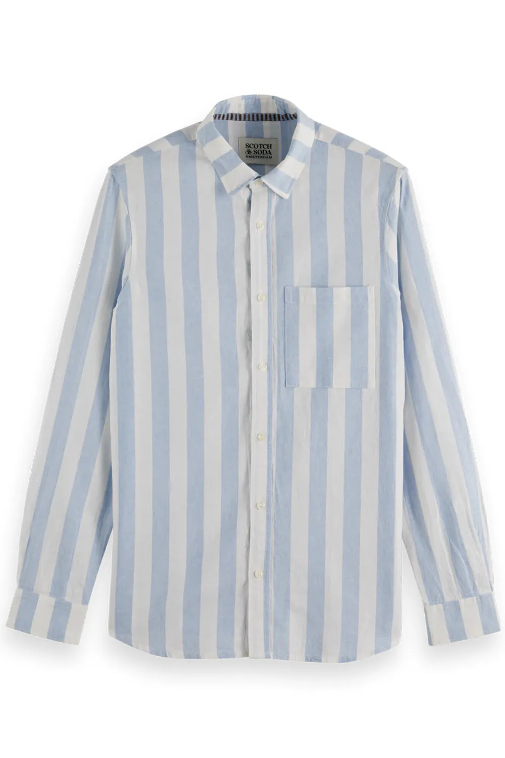 YARN DYED STRIPE SHIRT Sky Blue Stripe sold by REVOLVR Menswear