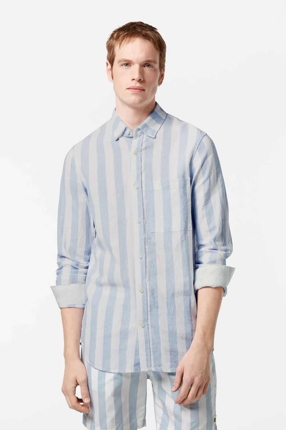 YARN DYED STRIPE SHIRT Sky Blue Stripe sold by REVOLVR Menswear product image thumbnail 2