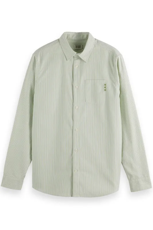 STRIPED OXFORD SHIRT Pistachio Stripe sold by REVOLVR Menswear