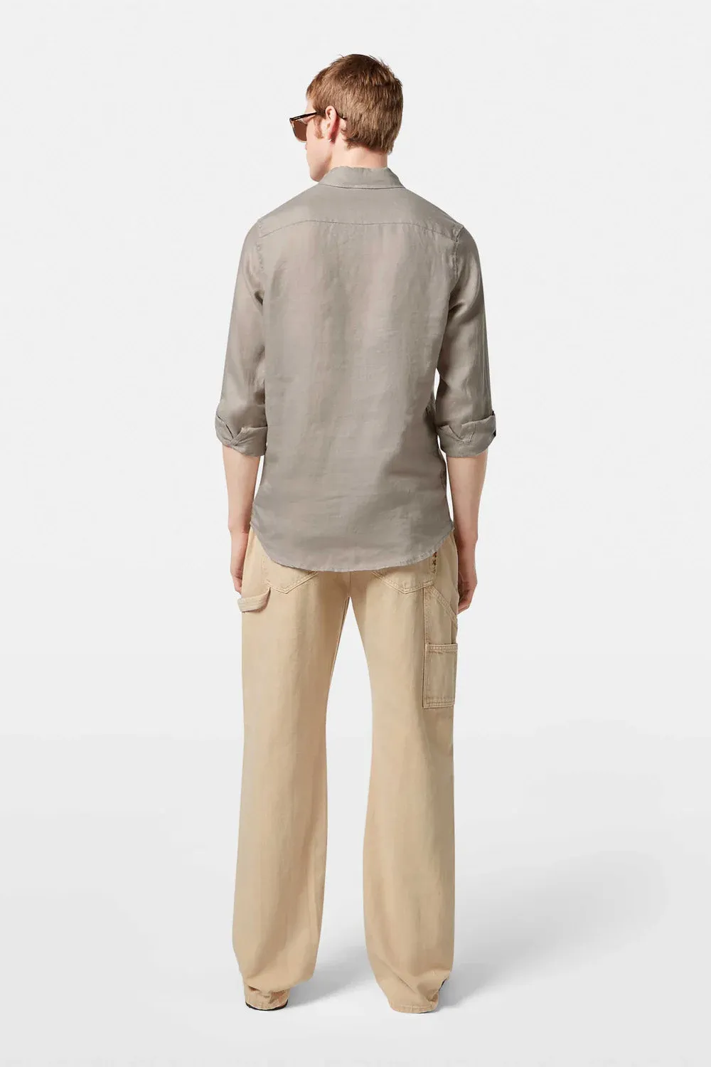 REGULAR FIT LINEN SHIRT Highway Grey sold by REVOLVR Menswear product image thumbnail 4