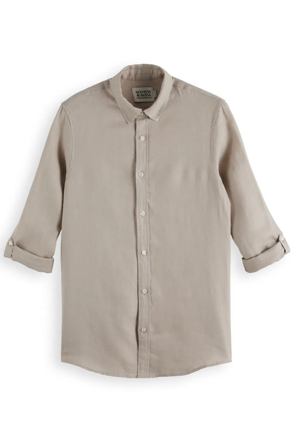 REGULAR FIT LINEN SHIRT Highway Grey sold by REVOLVR Menswear