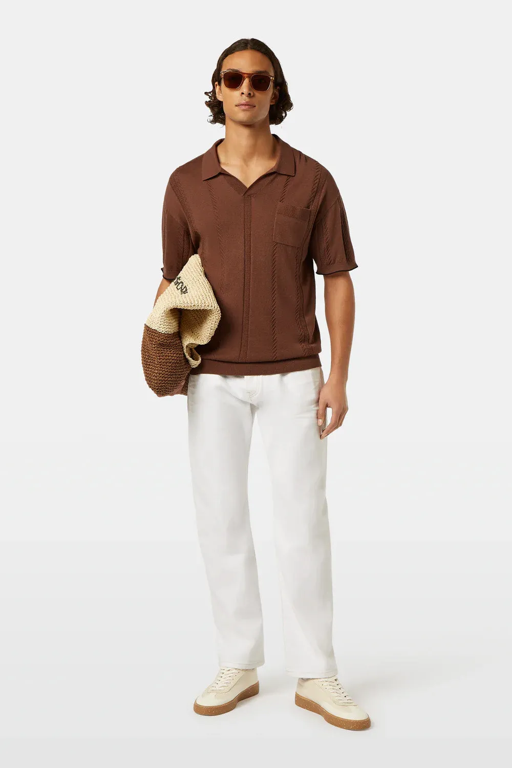 RELAXED FIT KNIT POLO Cold Brew sold by REVOLVR Menswear product image thumbnail 2