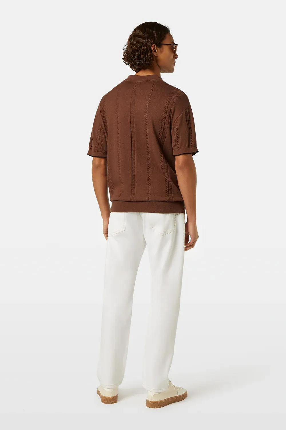 RELAXED FIT KNIT POLO Cold Brew sold by REVOLVR Menswear product image thumbnail 3