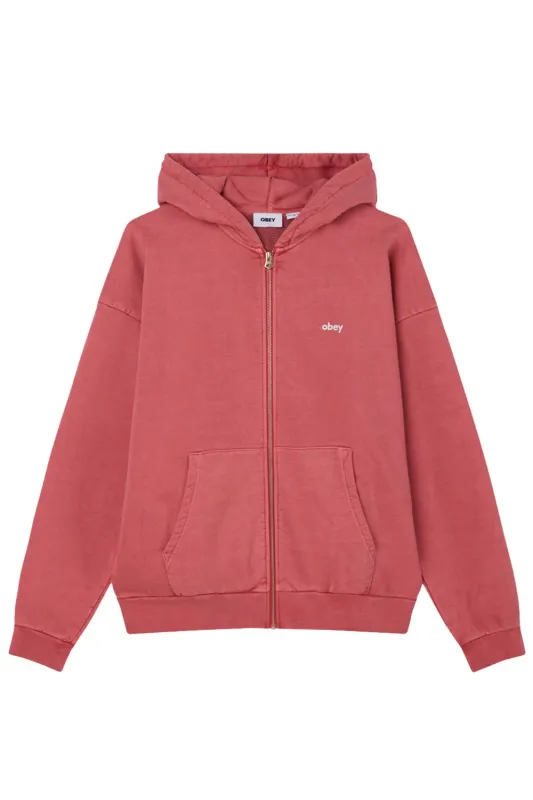 LOWERCASE PIGMENT ZIP HOOD Mineral Red sold by REVOLVR Menswear