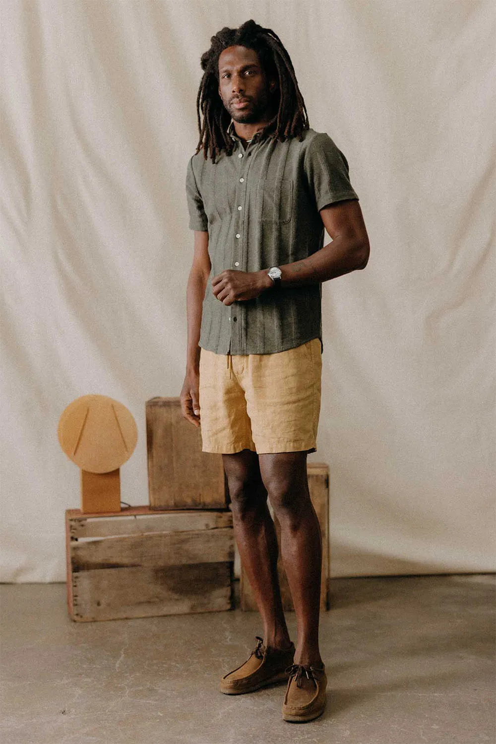 THE CALIFORNIA SS Heather Olive Pointelle Stripe sold by REVOLVR Menswear product image thumbnail 2