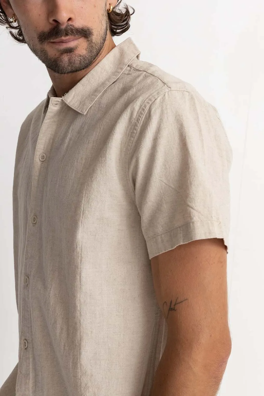 CLASSIC LINEN SS SHIRT Sand sold by REVOLVR Menswear product image thumbnail 4