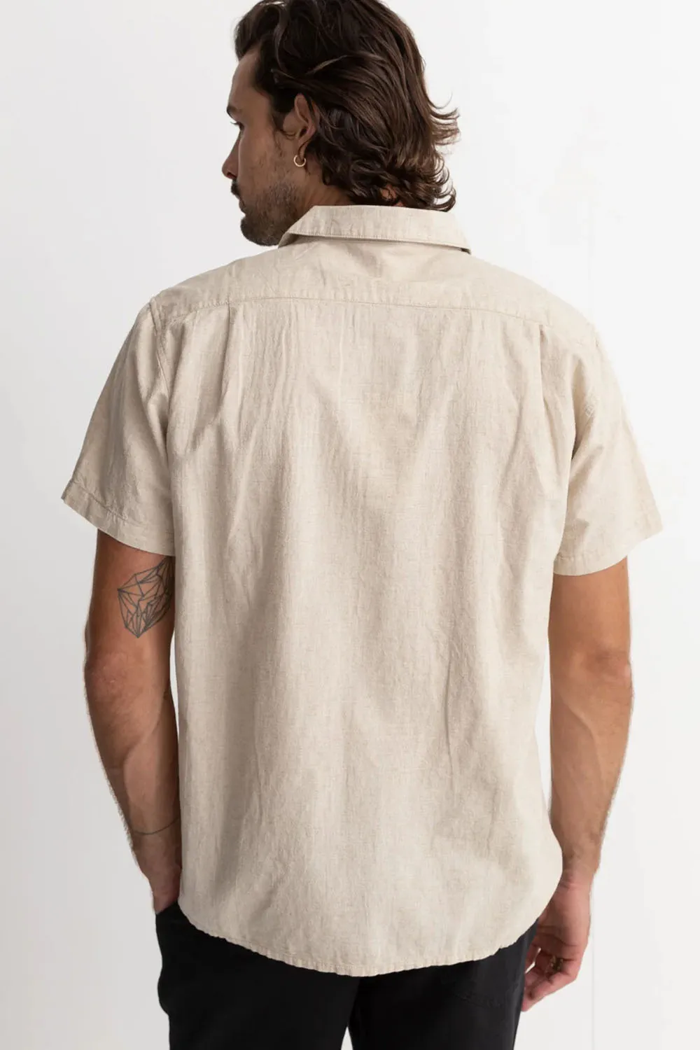 CLASSIC LINEN SS SHIRT Sand sold by REVOLVR Menswear product image thumbnail 3