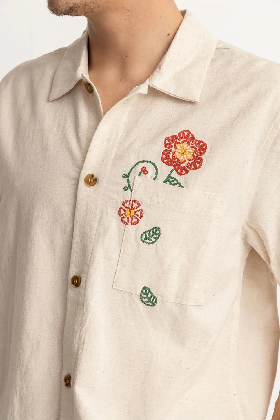 FLOWER EMBROIDERY SS Natural sold by REVOLVR Menswear product image thumbnail 3