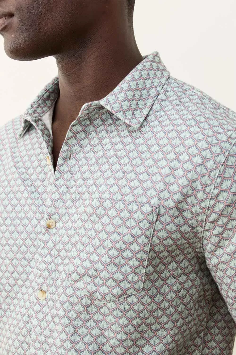 STRETCH SELVAGE SHIRT Aqua Agave Print sold by REVOLVR Menswear product image thumbnail 3
