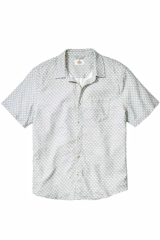 STRETCH SELVAGE SHIRT Aqua Agave Print sold by REVOLVR Menswear