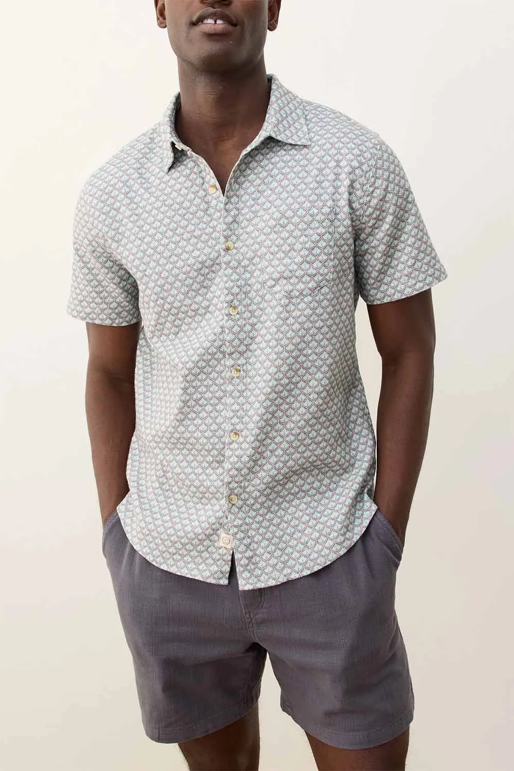 STRETCH SELVAGE SHIRT Aqua Agave Print sold by REVOLVR Menswear product image thumbnail 2
