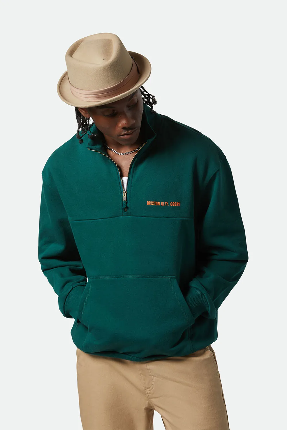EMBROIDERED HW HALF ZIP Deep Emerald sold by REVOLVR Menswear product image thumbnail 2
