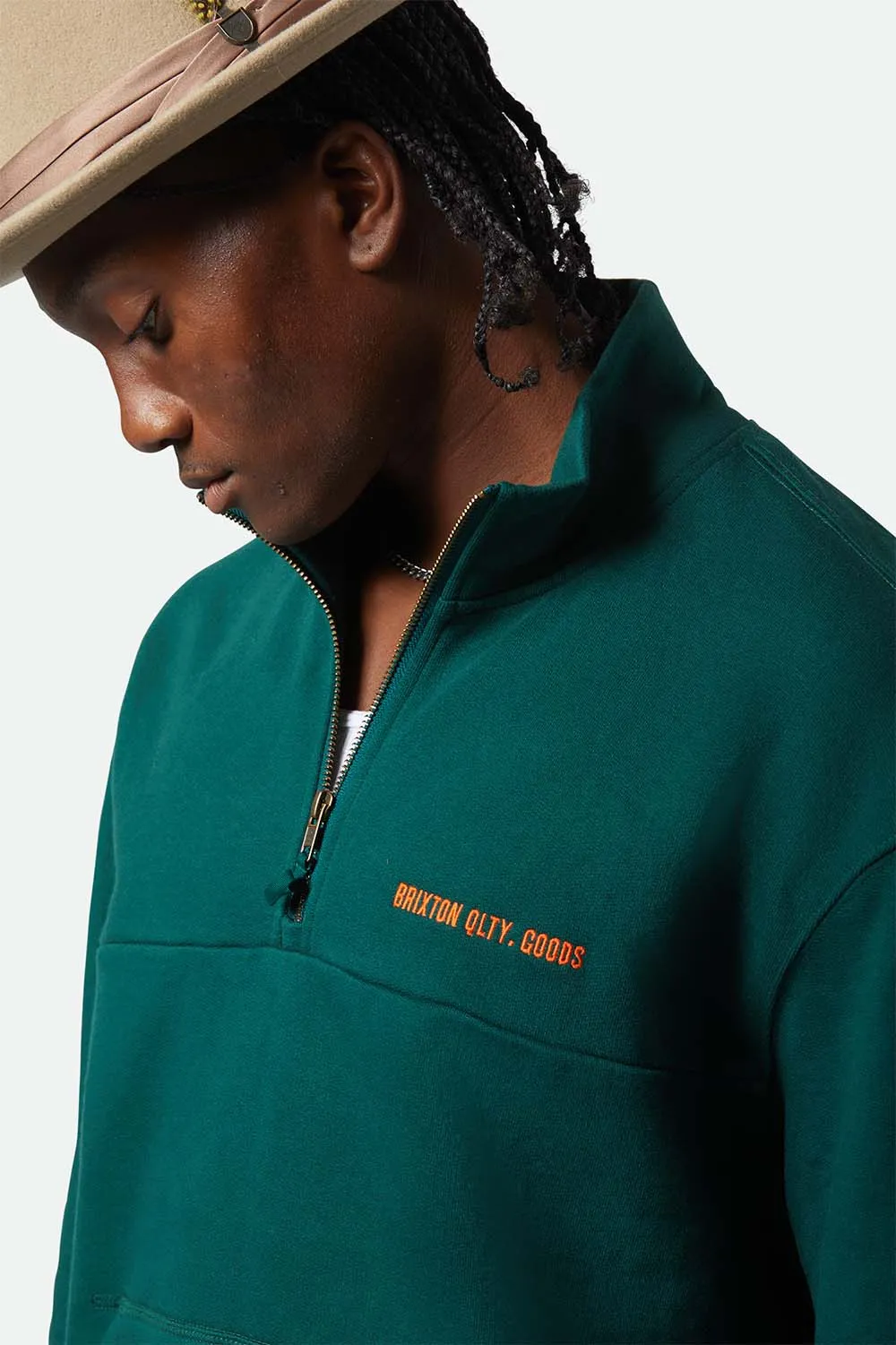 EMBROIDERED HW HALF ZIP Deep Emerald sold by REVOLVR Menswear product image thumbnail 4