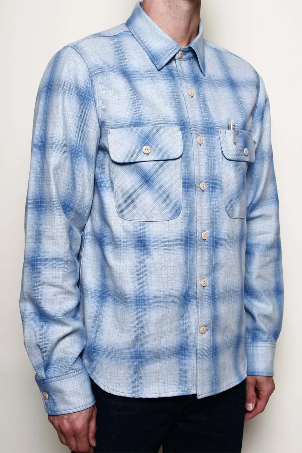 FIELD SHIRT Sky Blue Shadow Plaid sold by REVOLVR Menswear product image thumbnail 3