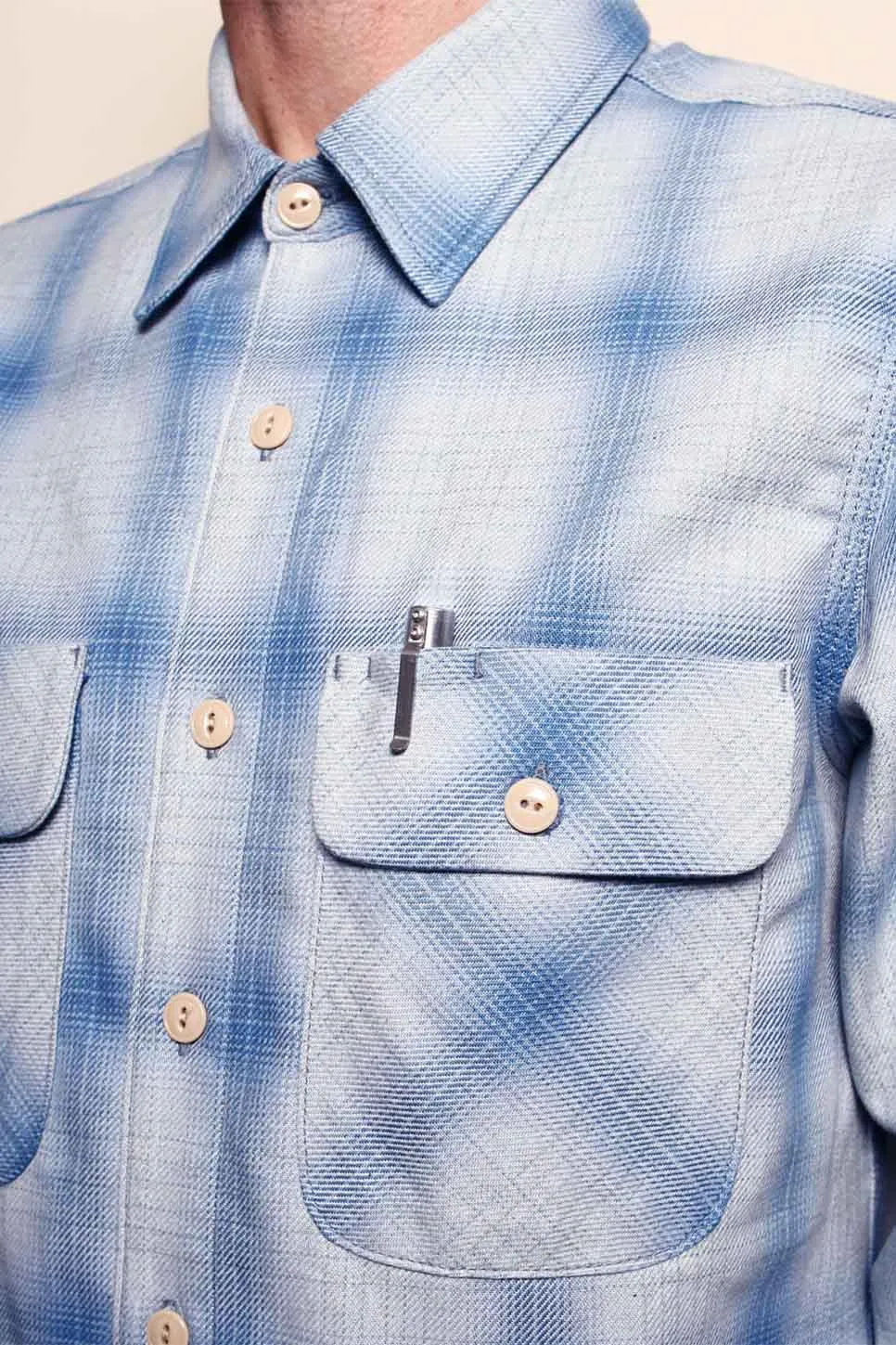 FIELD SHIRT Sky Blue Shadow Plaid sold by REVOLVR Menswear product image thumbnail 5