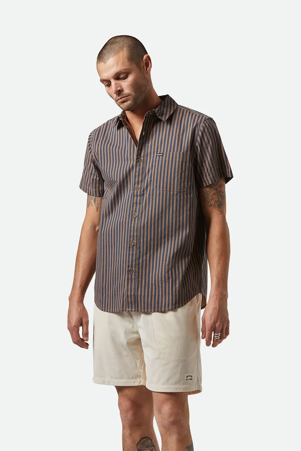 CHARTER PRINT SS Washed Blue/Sunnaked Stripe sold by REVOLVR Menswear product image thumbnail 2