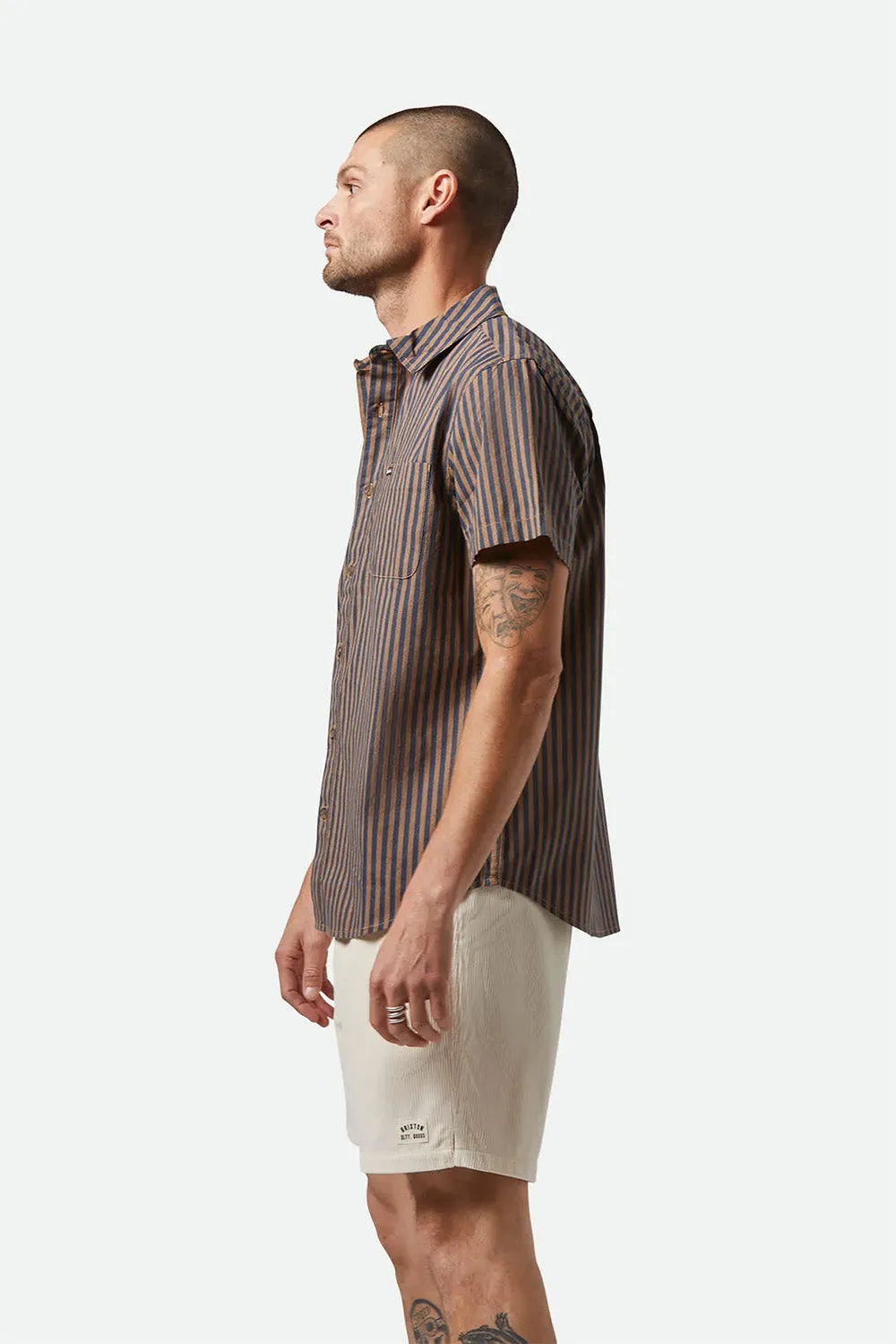 CHARTER PRINT SS Washed Blue/Sunnaked Stripe sold by REVOLVR Menswear product image thumbnail 3