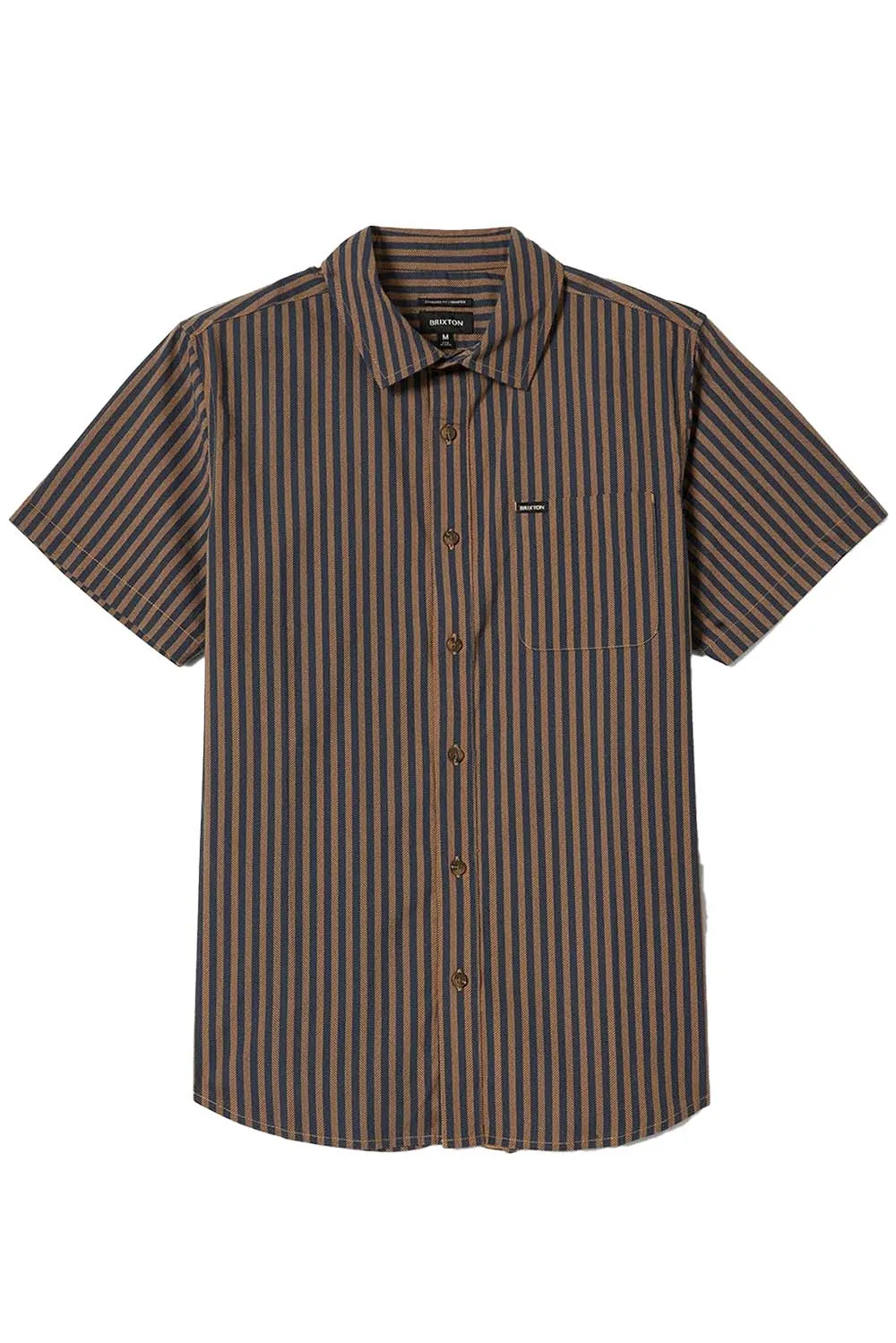 CHARTER PRINT SS Washed Blue/Sunnaked Stripe sold by REVOLVR Menswear