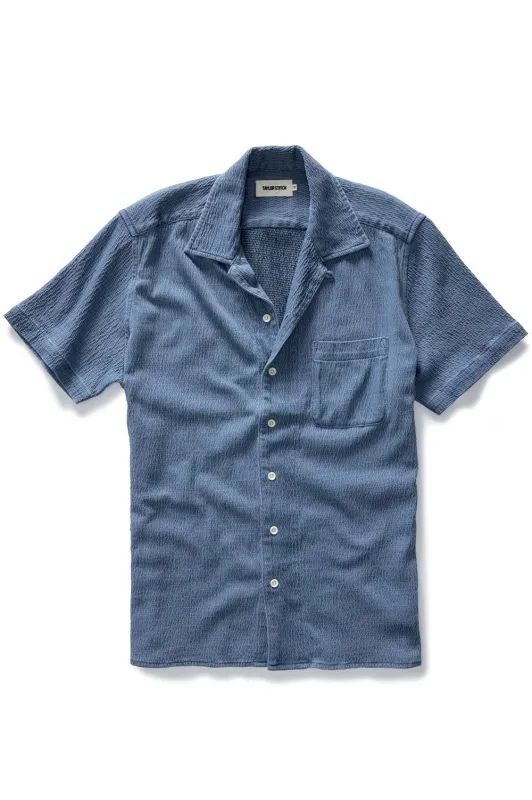 HAWTHORNE SS SHIRT Washed Indigo Crepe sold by REVOLVR Menswear
