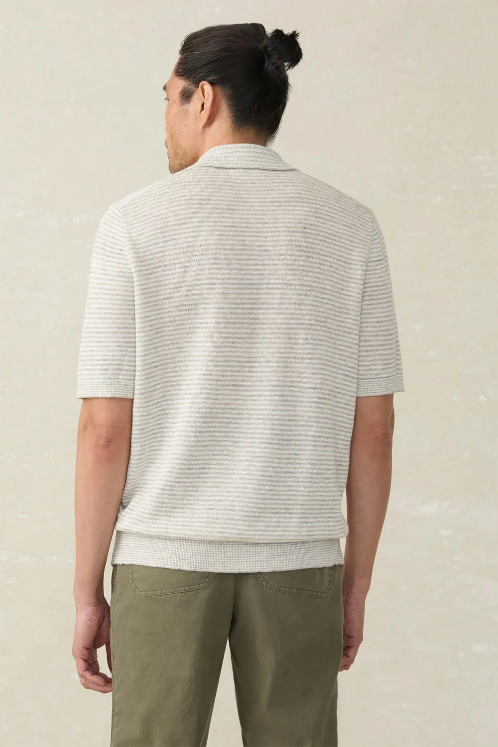 SS LINEN SWEATER POLO Ivory Steel Feeder sold by REVOLVR Menswear product image thumbnail 2