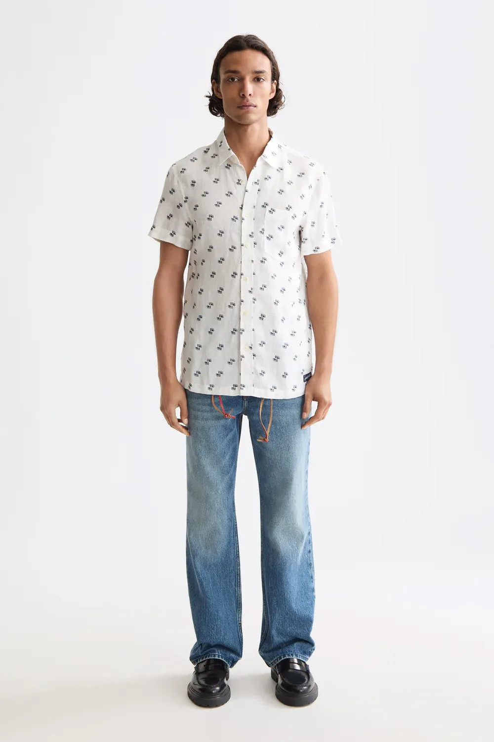 REGULAR ALL-OVER PRINTED SHIRT Off White sold by REVOLVR Menswear product image thumbnail 5