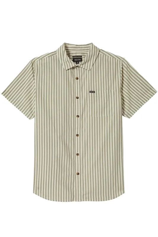 CHARTER PRINT SS Whitecap/Ivy Green Stripe sold by REVOLVR Menswear