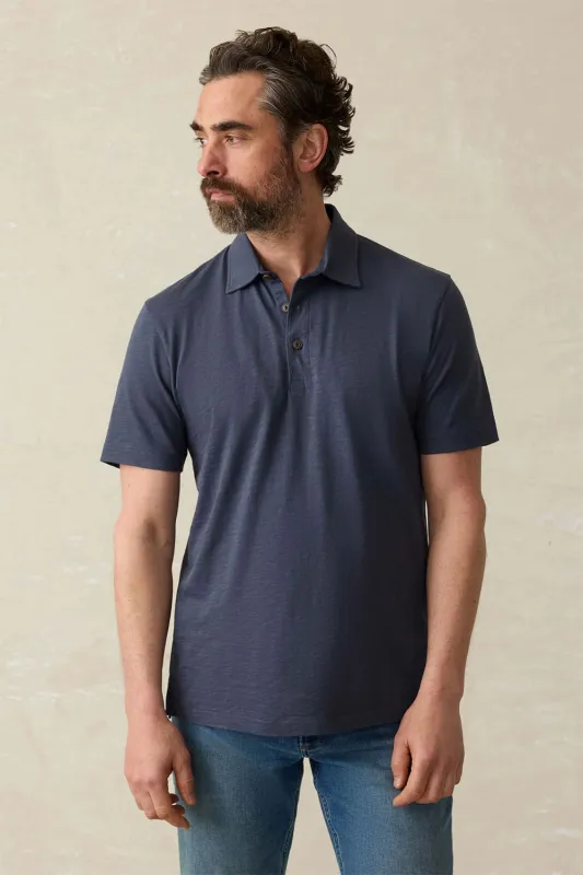 SUNWASHED TSHIRT POLO Dune Navy sold by REVOLVR Menswear