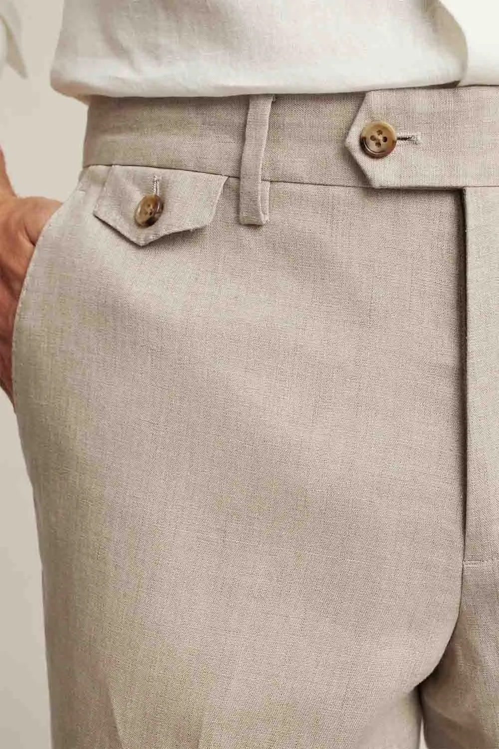 JETSETTER LINEN PANT Slim Stone Beige sold by REVOLVR Menswear product image thumbnail 5