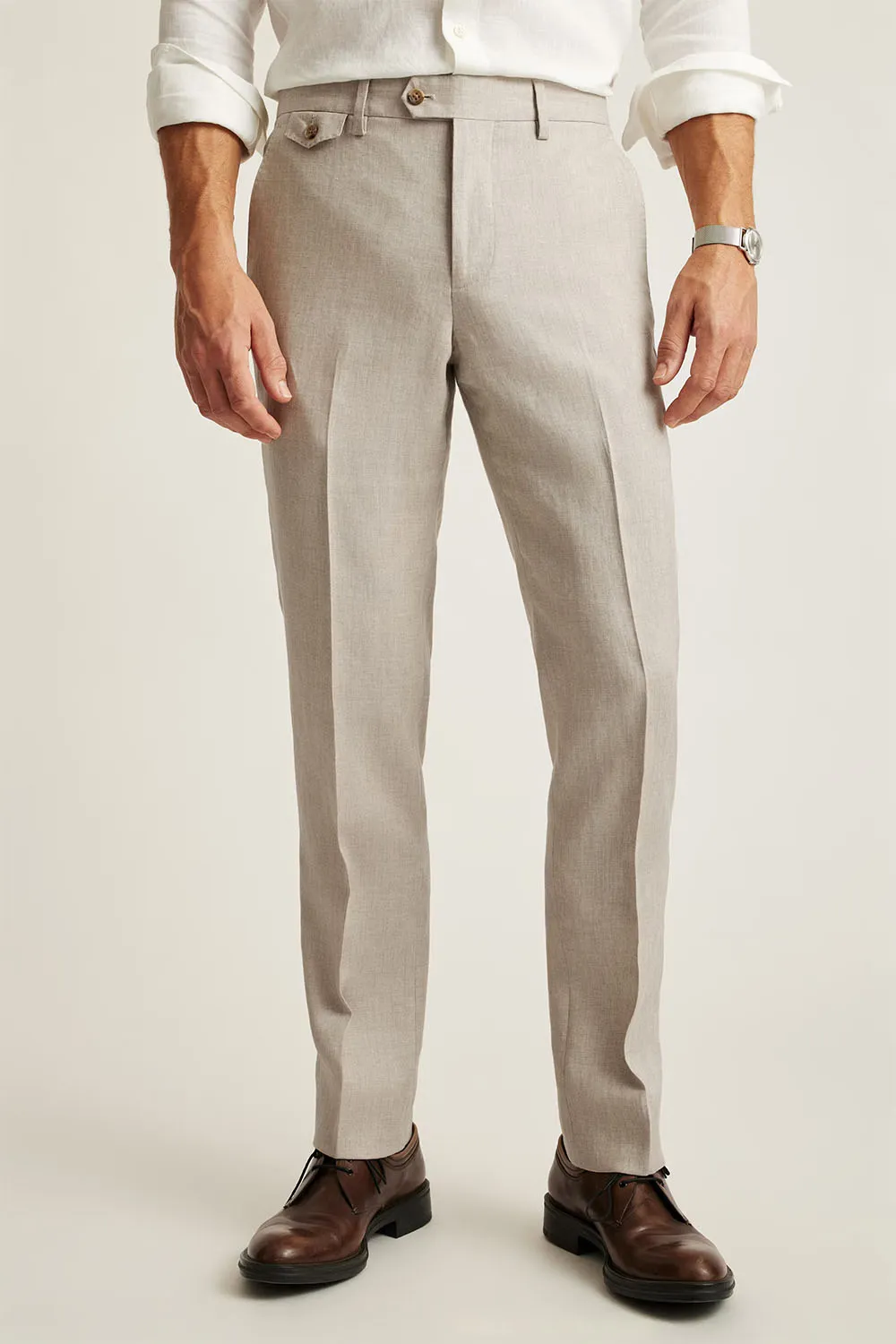 JETSETTER LINEN PANT Slim Stone Beige sold by REVOLVR Menswear product image thumbnail 3