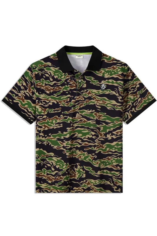 TIGER CAMO POLO Garden Green sold by REVOLVR Menswear