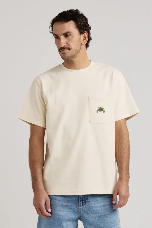 HEAVY VINTAGE PKT TEE Natural made by Rhythm.
