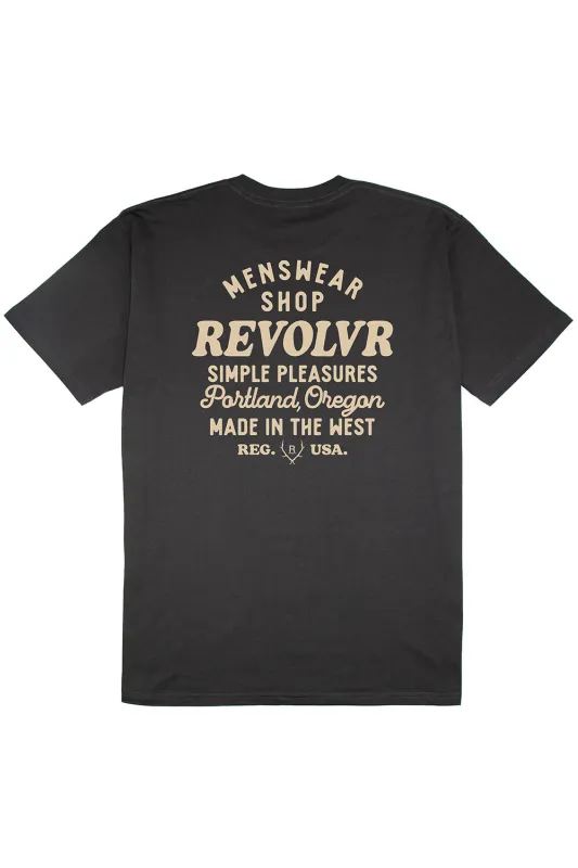PORTLAND SHOP TEE Coal sold by REVOLVR Menswear