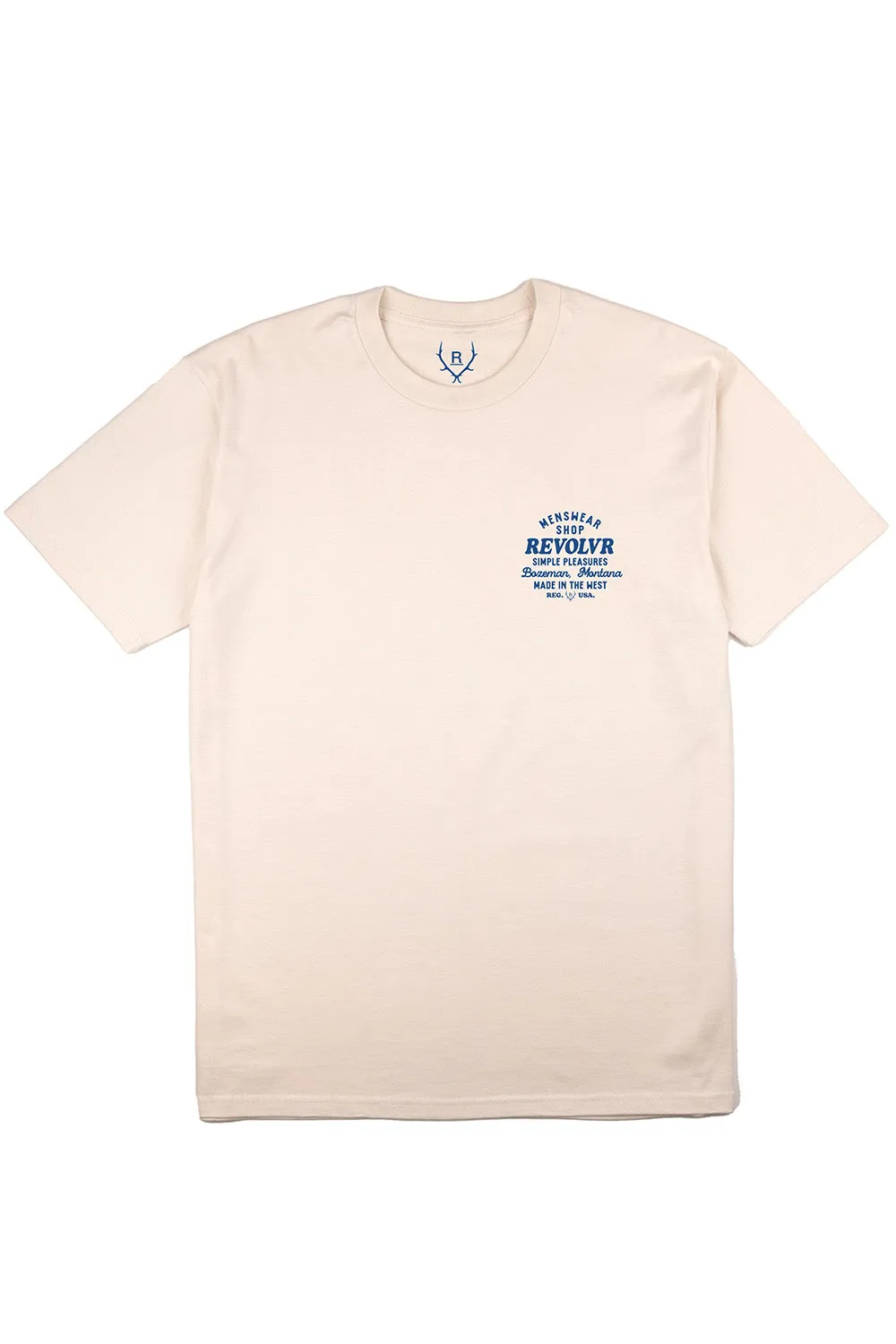 BOZEMAN SHOP TEE Ecru/Blue sold by REVOLVR Menswear product image thumbnail 2