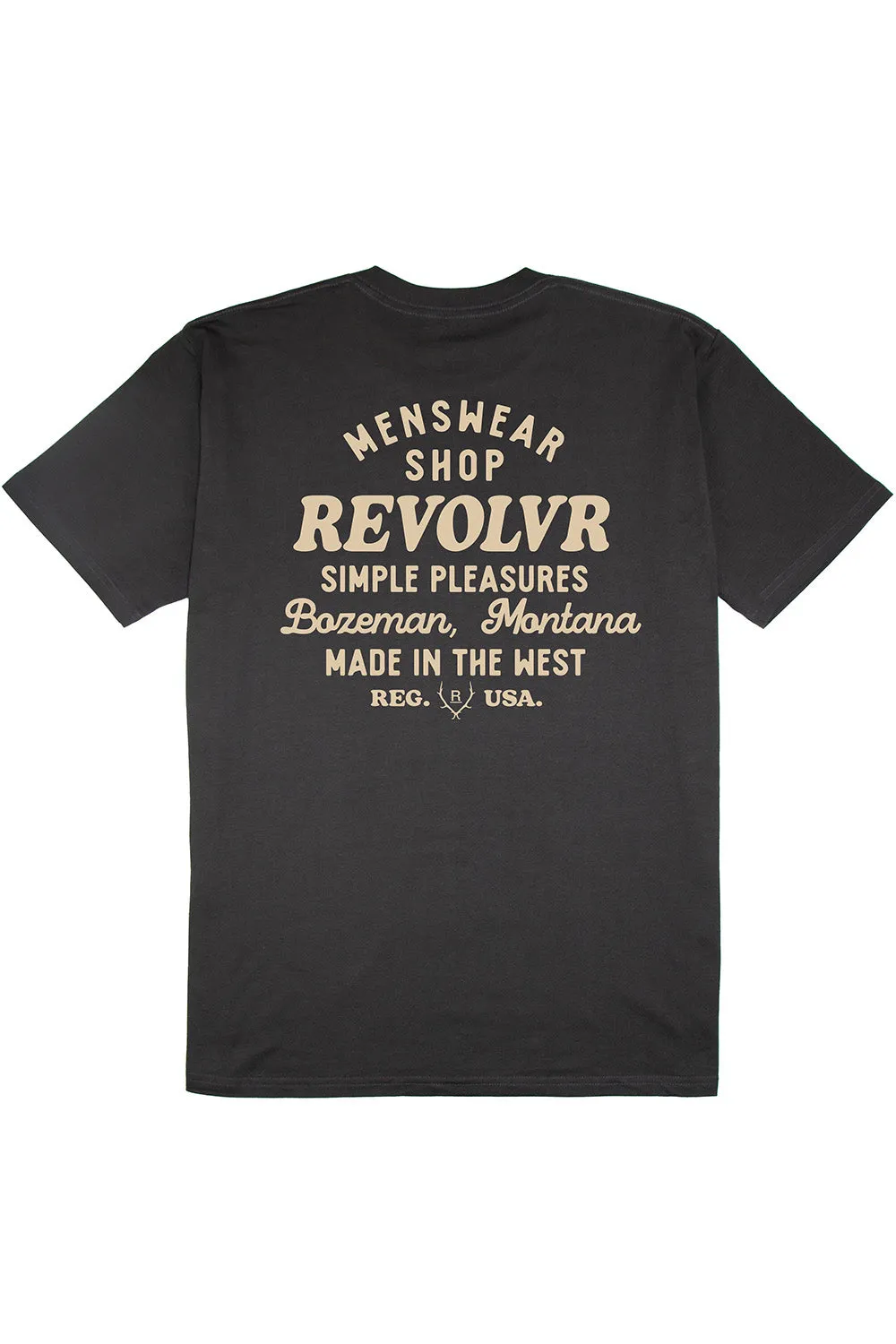 BOZEMAN SHOP TEE Coal sold by REVOLVR Menswear