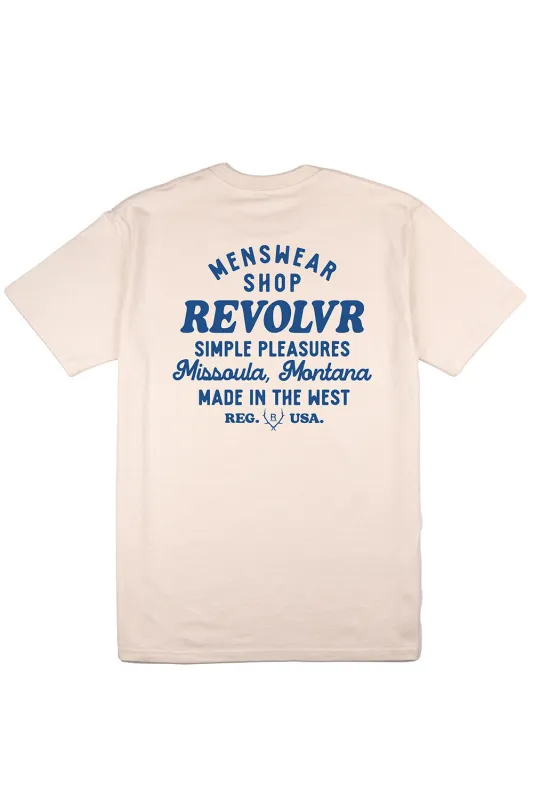 MISSOULA SHOP TEE Ecru sold by REVOLVR Menswear