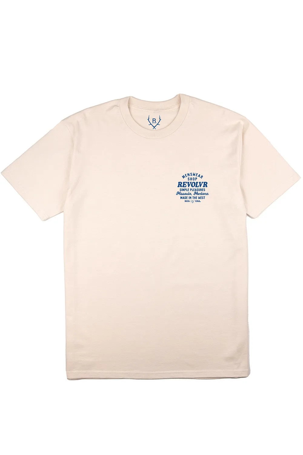 MISSOULA SHOP TEE Ecru/Blue sold by REVOLVR Menswear product image thumbnail 2