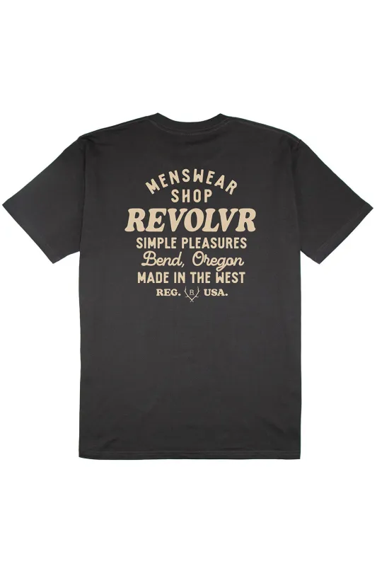 BEND SHOP TEE Coal sold by REVOLVR Menswear