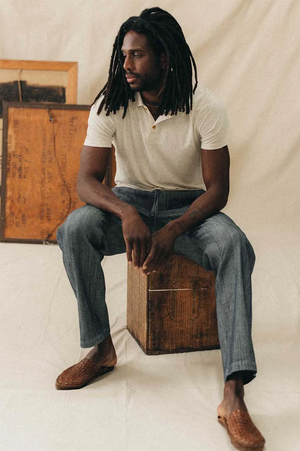 THE COTTON HEMP POLO Heather Oat sold by REVOLVR Menswear product image thumbnail 3