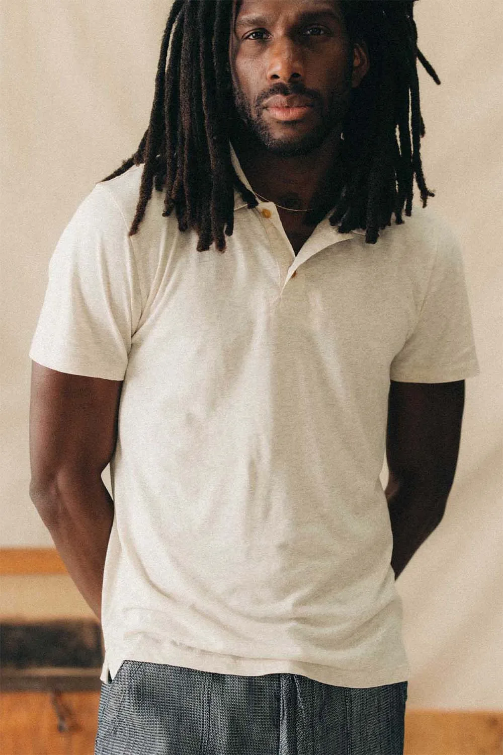 THE COTTON HEMP POLO Heather Oat sold by REVOLVR Menswear product image thumbnail 2