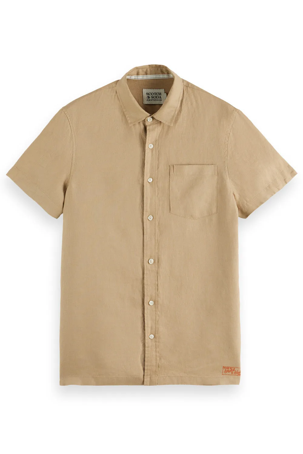 REGULAR FIT LINEN SHIRT Tannin sold by REVOLVR Menswear