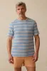 SUNWASHED TEE Coast Coral Stripe sold by REVOLVR Menswear
