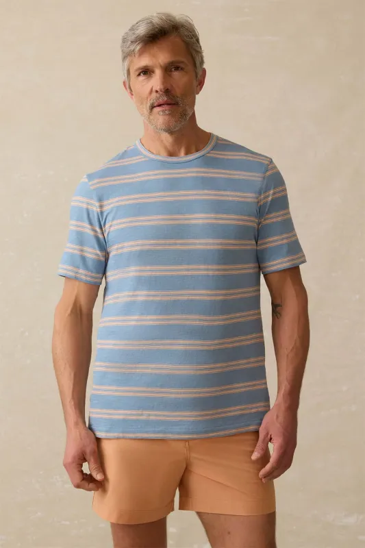SUNWASHED TEE Coast Coral Stripe sold by REVOLVR Menswear