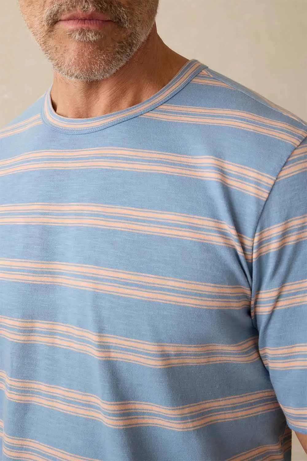 SUNWASHED TEE Coast Coral Stripe sold by REVOLVR Menswear product image thumbnail 4