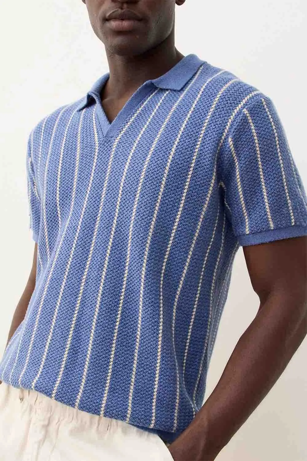 CONRAD SWEATER POLO Azure Stripe sold by REVOLVR Menswear product image thumbnail 2
